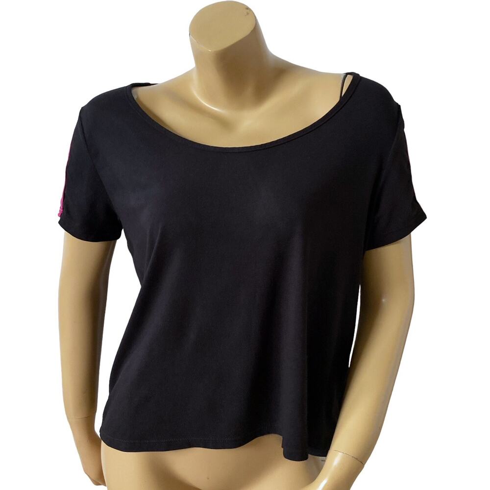 EYE CANDY Womens Plus Size 1X Short Sleeve Checkered Scoop Neck Crop Top Shirt